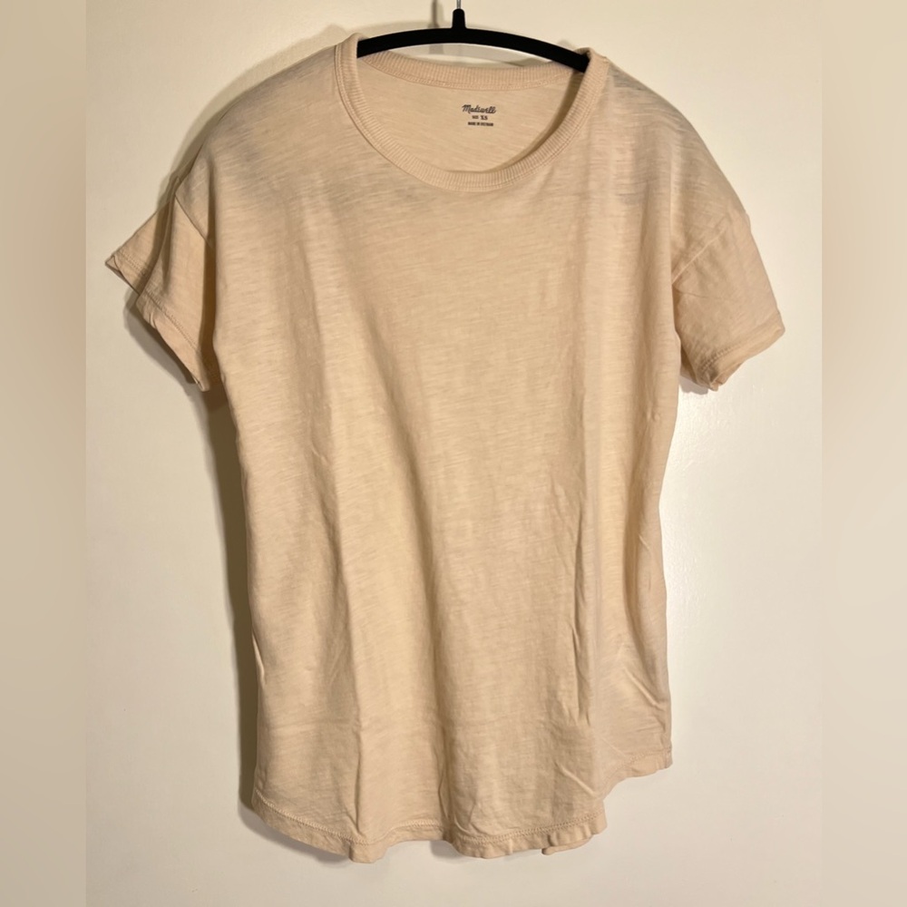 Madewell Cream Women's Short Sleeve Shirt Top